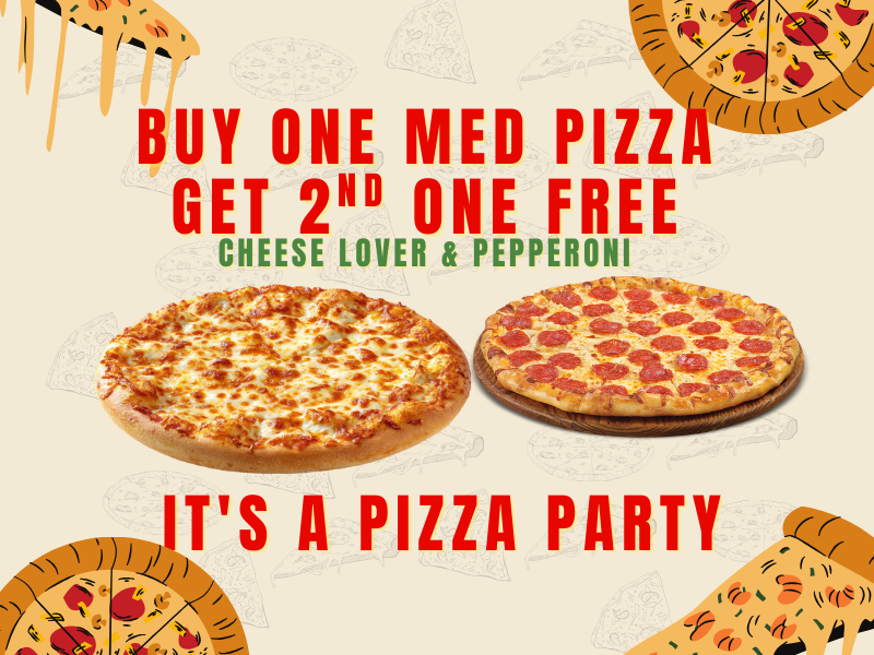 BOGO MED PIZZA CHEESE AND PEPPERONI